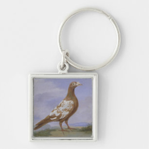 Red Pied Carrier Pigeon (oil on canvas) Key Ring
