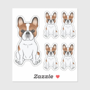 Red Pied French Bulldog Cartoon Dog Illustrations