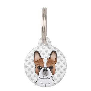 Red Pied French Bulldog Cartoon Dog & Pet's Info Pet Tag