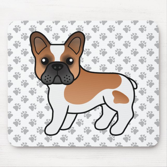 Red Pied French Bulldog Cute Cartoon Dog Mouse Mat (Front)