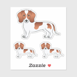 Red Pied Short Hair Dachshund Cartoon Dog Drawings