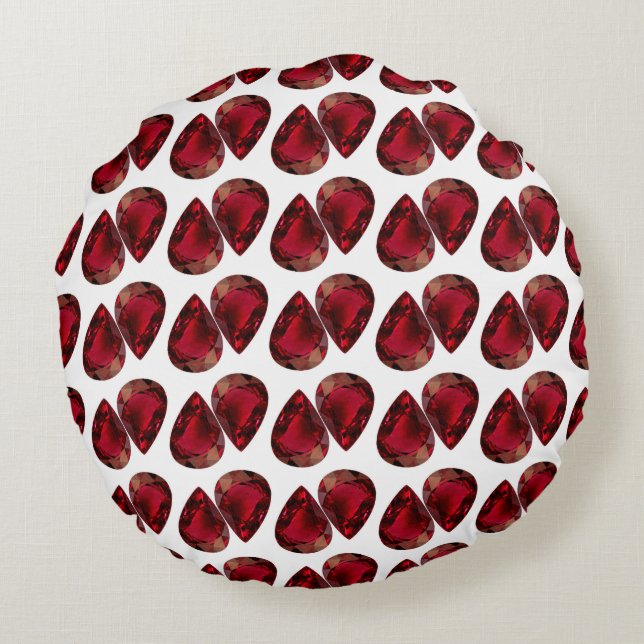 Red Pillow, Pear Shape Throw Pillow, Round Pillow (Back)