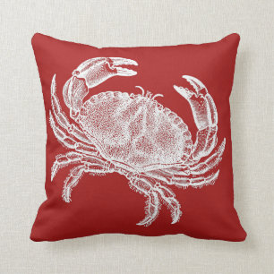 Red Pillow with Crab