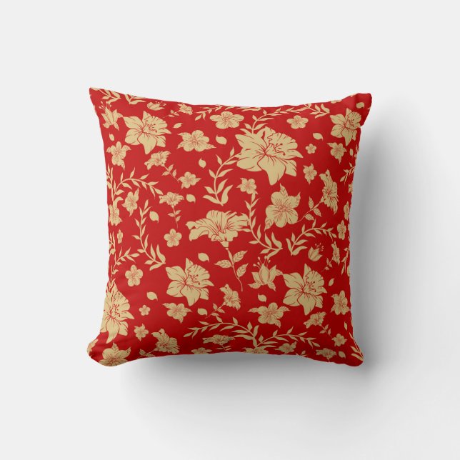 Red Pillow With Gold Accents (Front)