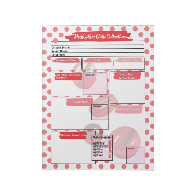 Red Pills Healthcare Student Medication Template  Notepad (Rotated)