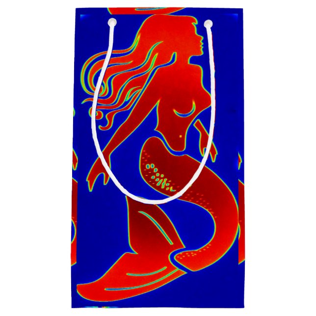 red pin-up mermaids small gift bag (Front)