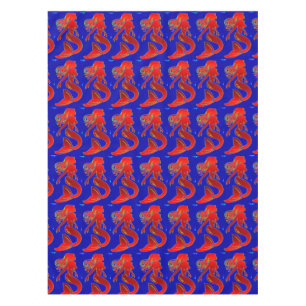 red pin-up mermaids tablecloth