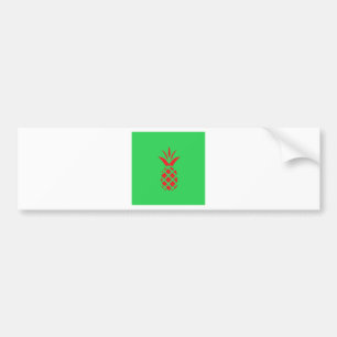 Red Pine apple in  Green Bumper Sticker