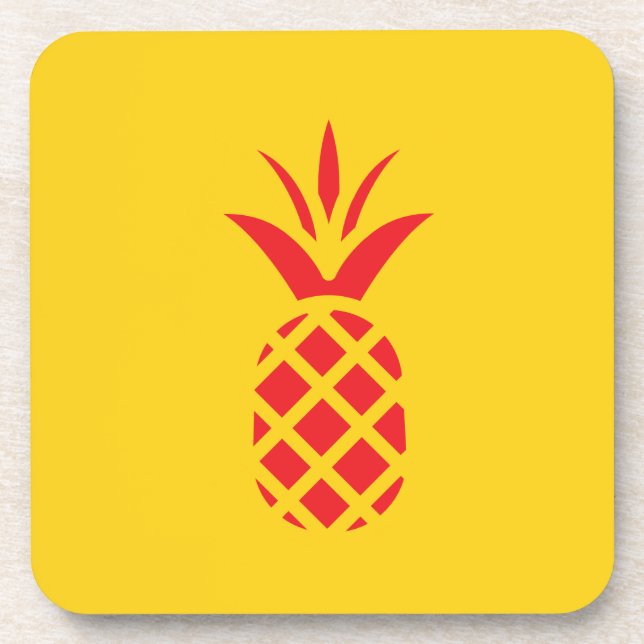 Red Pine Apple in Yellow. Coaster (Front)
