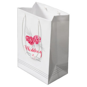 Red pine cone drawing wedding favour gift bag