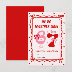 Red Pink 6 7 Meme Coquette Bow Valentines Day Card
