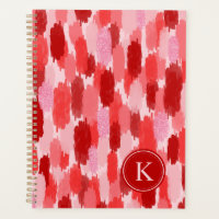 Red Pink Abstract Brushstrokes Pattern Monogram