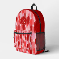 Red Pink Abstract Brushstrokes Pattern Monogram 