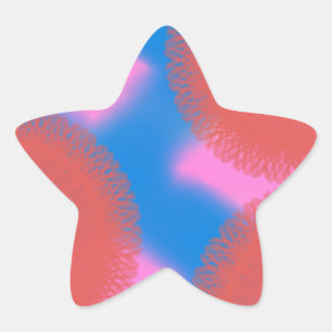 red pink and blue 56789 abstract art star sticker