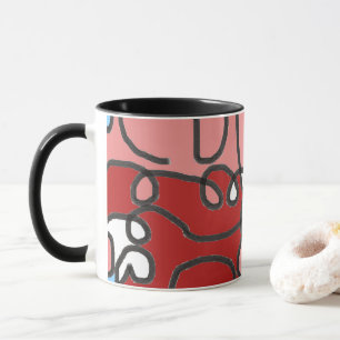 Red, Pink, and Blue Floral Abstract Mug