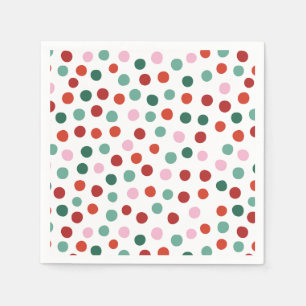 Red Pink and Green Confetti Kids Christmas  Napkin
