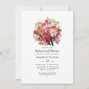 Red, Pink, and Green Floral Rehearsal Dinner Invitation