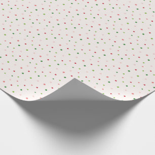 Red, Pink and Green Polka Dots Christmas Pattern Wrapping Paper