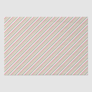 Red, Pink and Green Stripes Christmas Pattern Tissue Paper