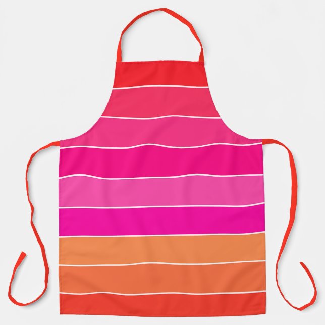 Red, Pink and Orange Stripes Apron (Front)