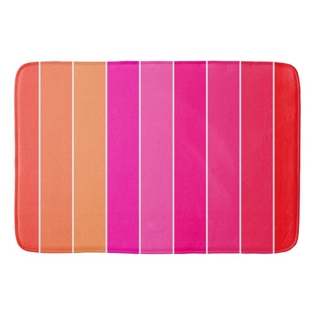 Red, Pink and Orange Stripes Bath Mat (Front)