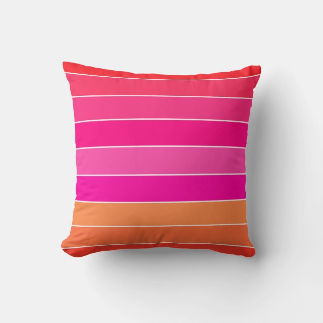 Red, Pink and Orange Stripes Cushion (Front)
