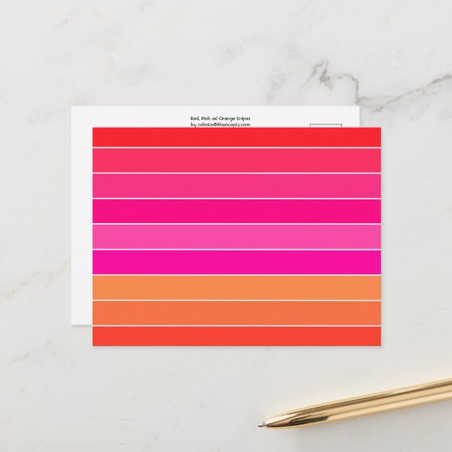 Red, Pink and Orange Stripes Postcard (Front/Back In Situ)