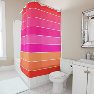 Red, Pink and Orange Stripes Shower Curtain