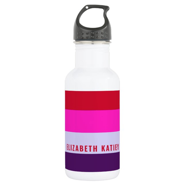 Red, Pink and Purple Stripes Pattern  532 Ml Water Bottle (Front)