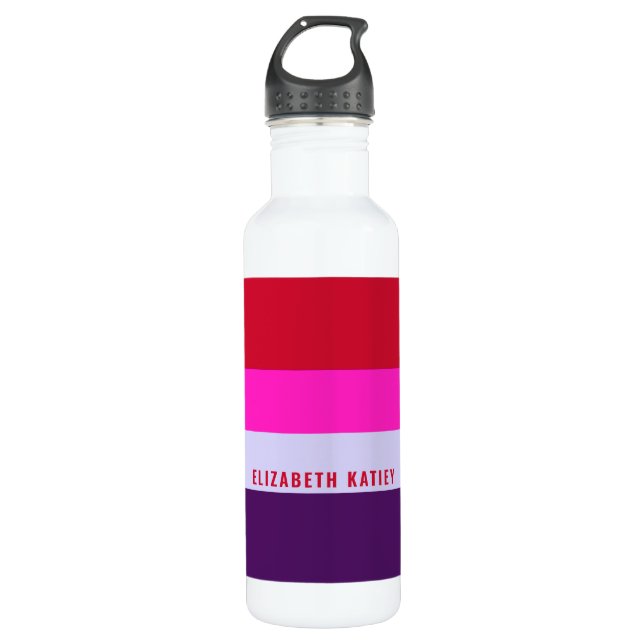 Red, Pink and Purple Stripes Pattern  710 Ml Water Bottle (Front)