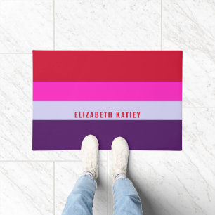 Red, Pink and Purple Stripes Pattern  Doormat