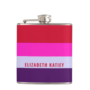 Red, Pink and Purple Stripes Pattern  Hip Flask