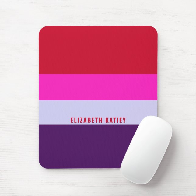 Red, Pink and Purple Stripes Pattern  Mouse Mat (With Mouse)