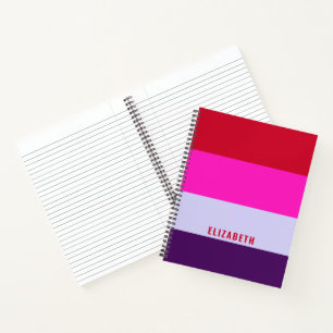 Red, Pink and Purple Stripes Pattern Notebook