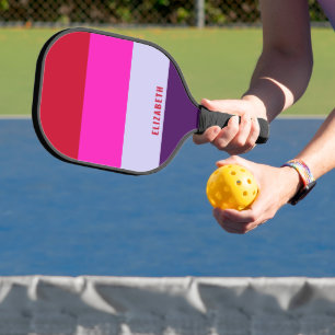 Red, Pink and Purple Stripes Pattern  Pickleball Paddle