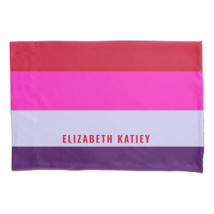 Red, Pink and Purple Stripes Pattern  Pillowcase