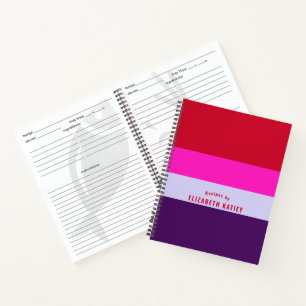 Red, Pink and Purple Stripes Pattern Recipes Notebook