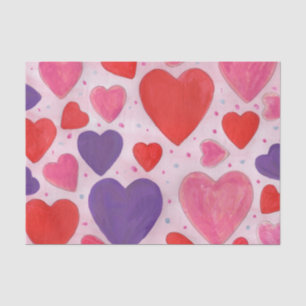 Red Pink and Purple Valentines Day Hearts Design Tissue Paper