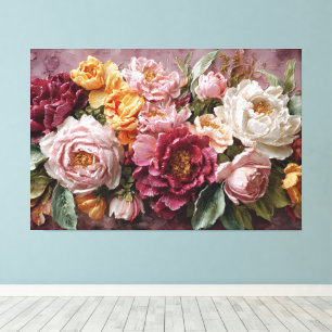 Red, Pink, and White Peonies – Abstract Wall Art