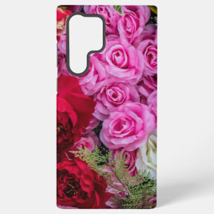 Red, pink and white rose flower background samsung galaxy case