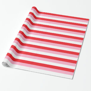 Red, Pink and White Stripes Wrapping Paper