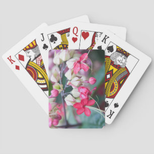Red Pink and White Tropical Flowers Playing Cards