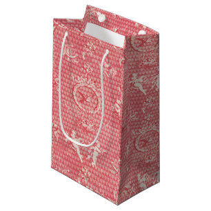 Red Pink Antique Cupid Angels and Hearts Small Gift Bag