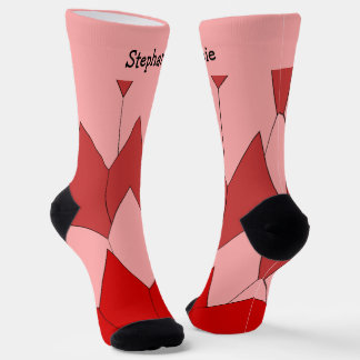 Red Pink Art Deco Design Socks