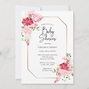 Red Pink Baby Shower Invitation