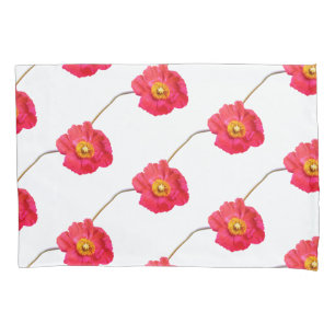 Red pink beautiful poppy flower  pillowcase