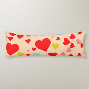 Red Pink Blue Colourful Simple Heart Y2K Pattern Body Cushion