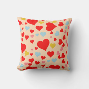 Red Pink Blue Colourful Simple Heart Y2K Pattern Cushion