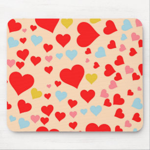 Red Pink Blue Colourful Simple Heart Y2K Pattern Mouse Mat