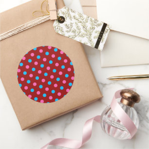 Red Pink Blue Polka Dot Pattern Classic Round Sticker